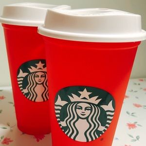 TWO Starbucks HOLIDAY 2018 reusable red cups ⭐️